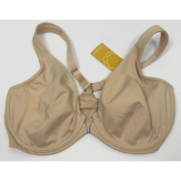 Delimira 34E Front Close NWT Light Beige Bra Racerback Underwire Unpadded 34 E - Picture 4 of 4